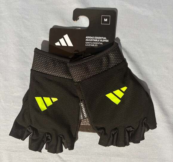 Adidas Accessories - Adidas Essential Adjustable Fingerless Workout Gloves Black Size M